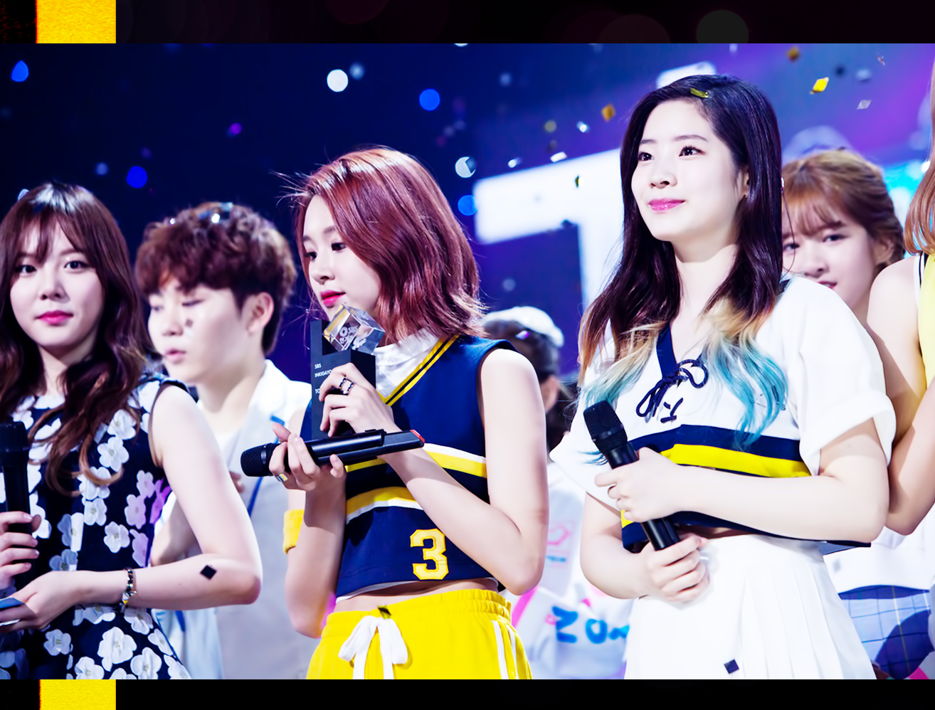 인기가요 1위 수상발표 트와이스 멤버들의 모습