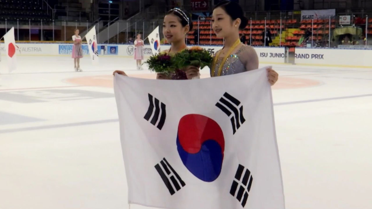 신지아 금메달, 권민솔 동메달 시상식 [주니어 2차 여자 프리]