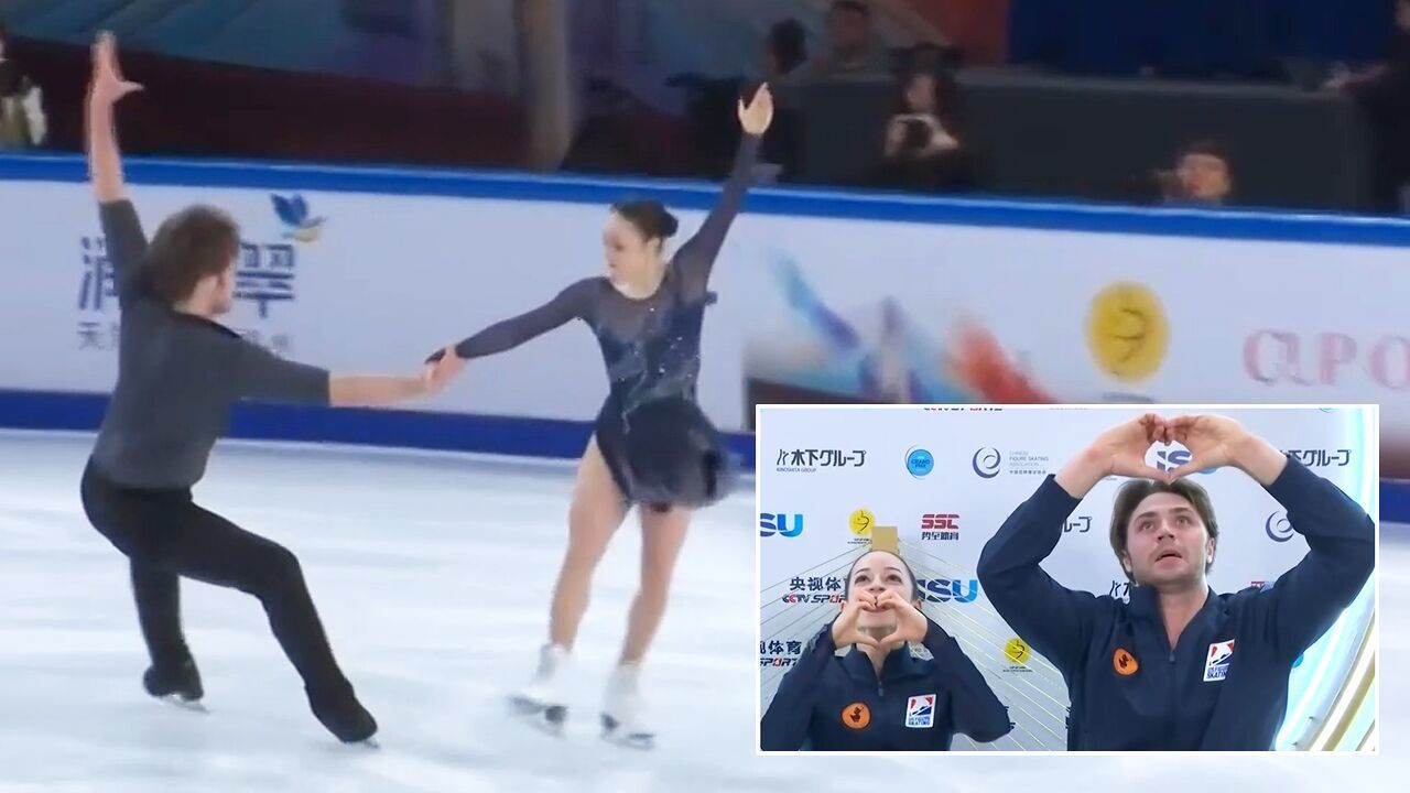 웃으며 무대를 마친 케이티-다니엘, 관객을 향한 하트! [그랑프리 2차 페어 쇼트] 썸네일