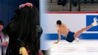 차마 볼 수 없어! 김유성 실수에 아쉬워하는 김나현 코치 [주니어 세계선수권 여자 쇼트]