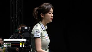 순식간에 연속 득점으로 동점을 만드는 정수빈 [하나카드 LPBA 월드챔피언십]