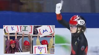 팬들의 응원에 화답한 킴 부탱 [세계선수권 여자 500m 준준결승]