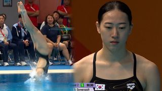 높은 도약, 깔끔한 마무리를 보여준 김나현 [다이빙 여자 1m 스프링보드]