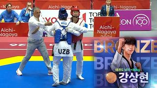 아쉬운 돌려차기 6점 허용, 강상현 값진 동메달 [태권도 남자 +80kg 준결승]