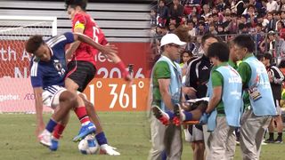 강한 충돌, 들것에 실려나간 우체 은와디케 [남자 축구 결승 대한민국 vs 일본]
