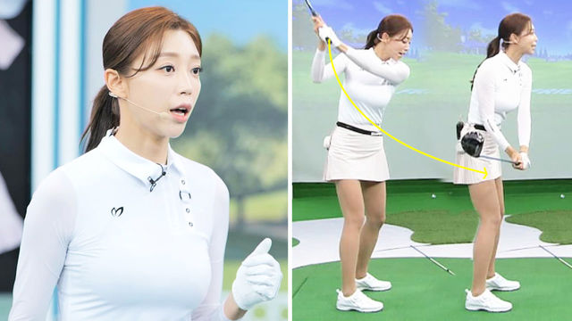 SBS골프 아카데미 : [김가형 레슨] 몸이 팔보다 빠른 경우 : 팔을 오른 허벅지로 내리며 다운 스윙 : SBS Golf