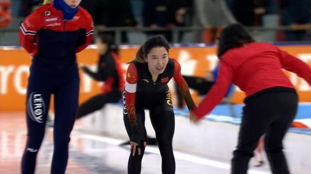 막판 스피드를 올리는 한메이와 키미 괴츠 [월드컵 2차 여자 1500m]